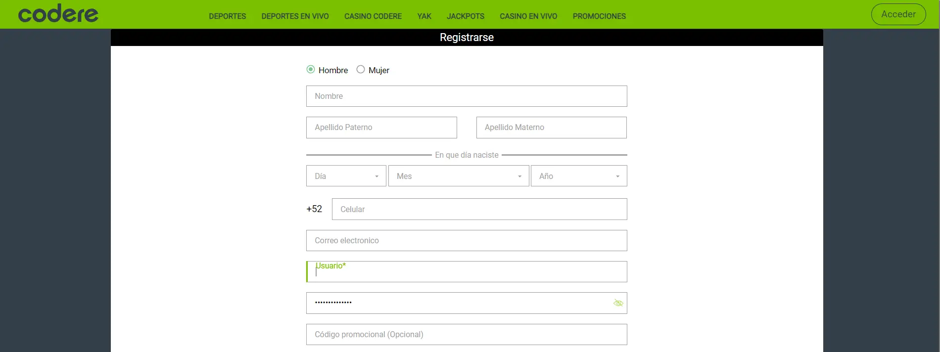 registro casino